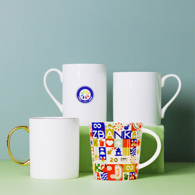 Taza de cerámica simple, taza de agua para hogar, taza para leche del desayuno, taza de té de porcelana de hueso para oficina, taza de café, personalizable en pequeños lotes