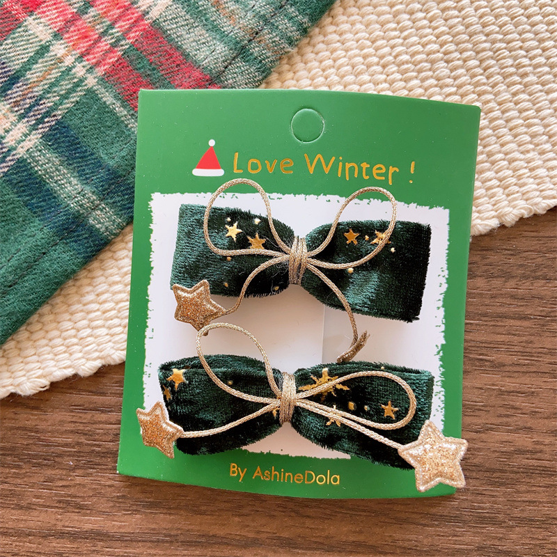 Christmas Bow Hairpin Red And Green Glitter Hair Accessory_voghion.com