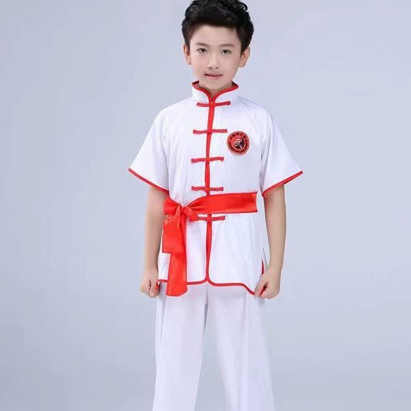 Детская одежда для боевых искусств для мальчиков и девочек, эластичная тренировочная одежда с четырьмя направлениями, спортивная одежда для боевых искусств, тренировочная одежда для тай-чи с длинными рукавами, одежда для студентов