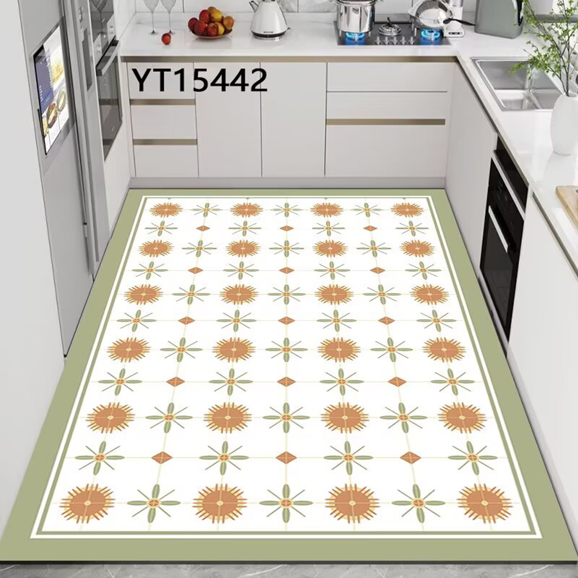 Erasable Kitchen Pvc Floor Mat, Non-Slip, Oil-Proof, Waterproof, Household Foot Mat, Entryway, Foyer, Anti-Dirt Leather Carpet