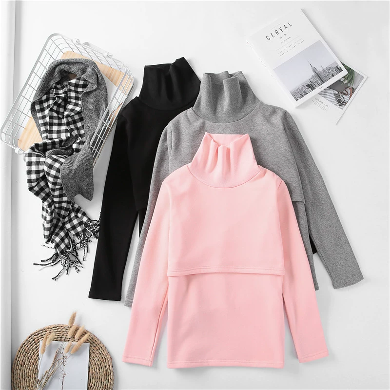 Толстый Высокий воротник кормящих одежда зимнее заключение одежда дно одежда 18148