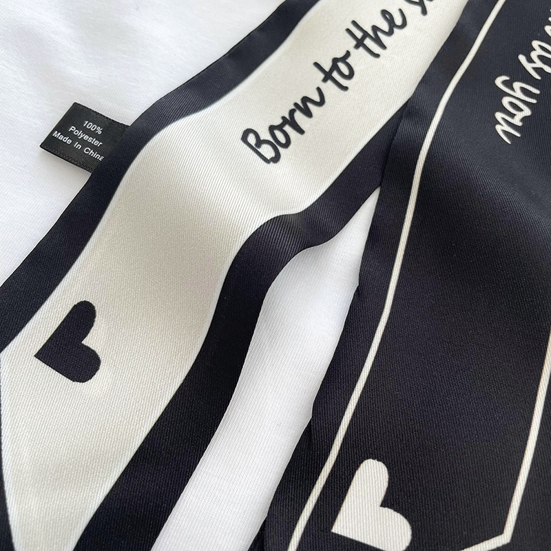 Carta de amor de verano pequeña tira estilo coreano estudiante bufanda de seda cinta todo partido banda de pelo bufanda de corbata de pelo para las mujeres