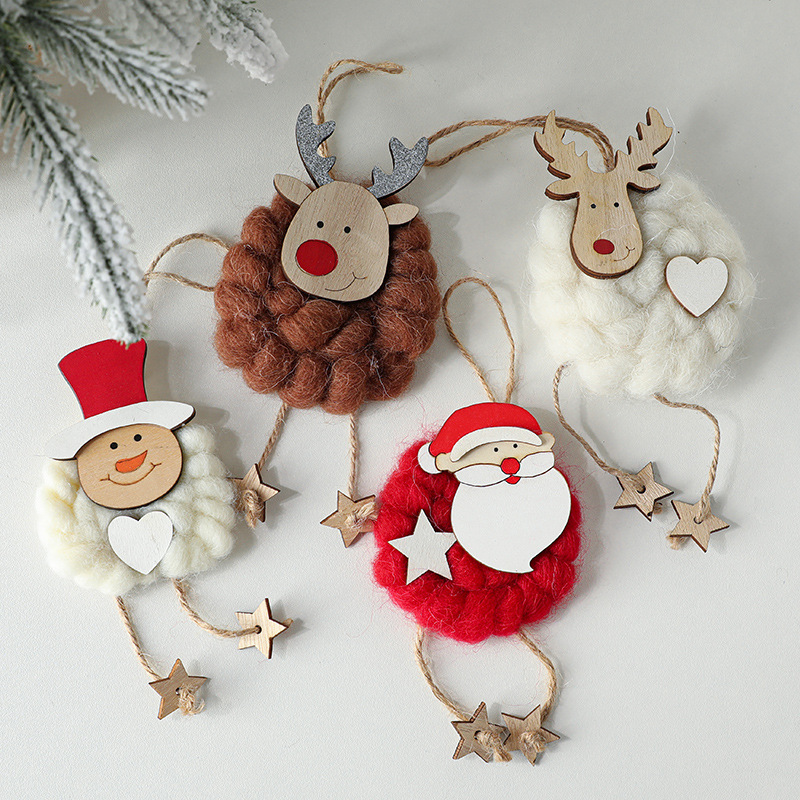 Transfronterizo Hong Kong Heng Navidad fieltro tela muñeca colgante anciano muñeco de nieve ciervo muñeca centro comercial ventana árbol de Navidad Decoración