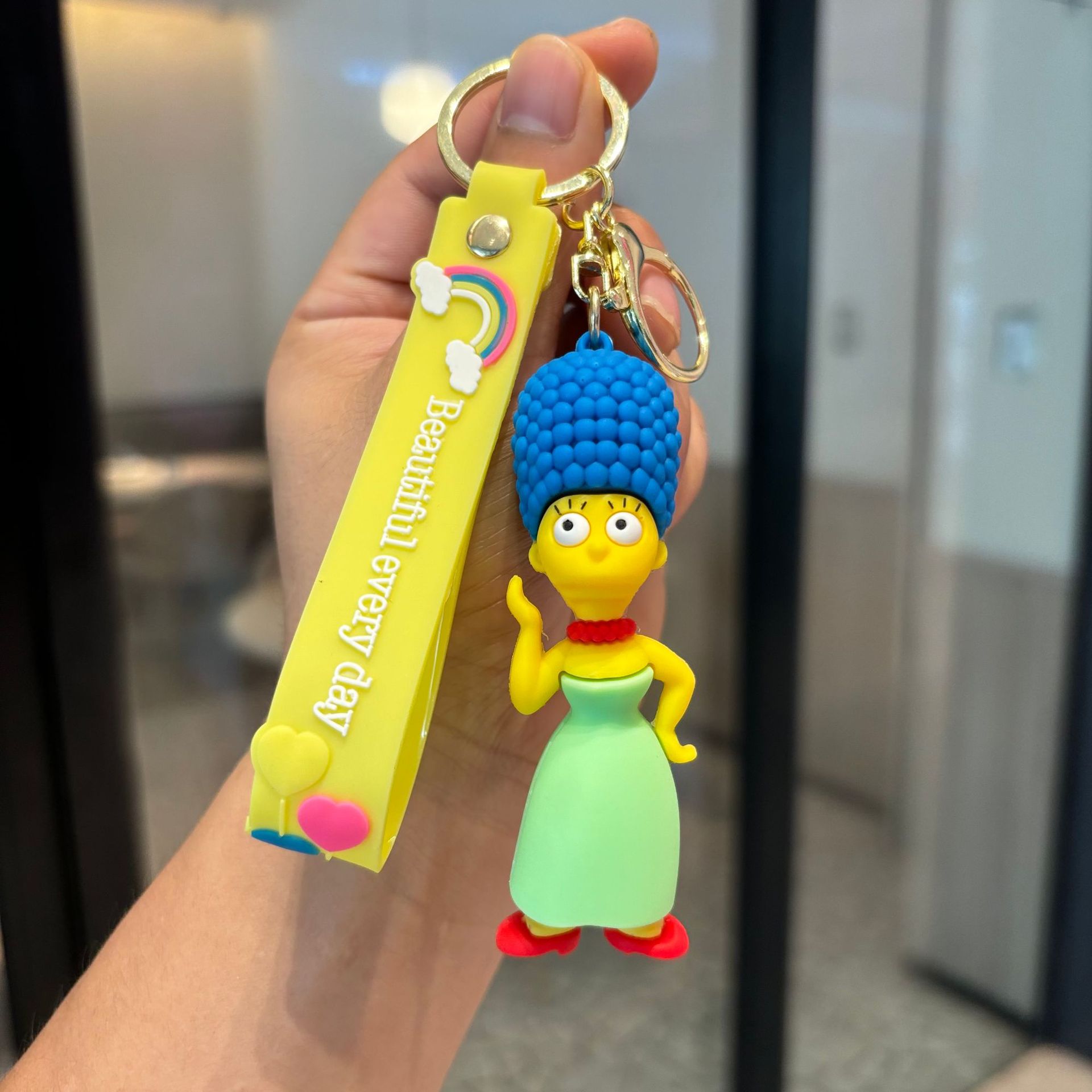 Simpsons caricatura de silicona muñecas lindas colgantes agarrador muñeca bolsos colgantes llaveros regalos