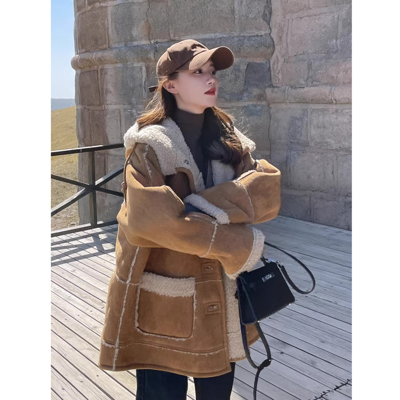 Lamb Wool Suede Coat for Women 2026 New Popular Winter Thickened Hooded Short Fur Integrated Jacket Lamb Wool Suede Coat for Women 2026 New Popular Winter Thickened Hooded Short Fur Integrated Jacket
