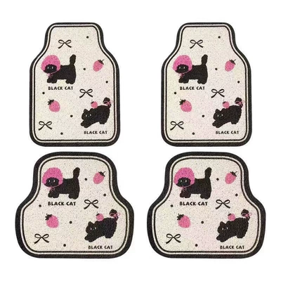 car floor mats, universal | Avtomobil döşəmə paspasları - strawberry-cat-full-set-60505050cm-silk-loop-four-piece-set