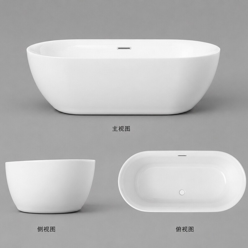 Small Apartment Japanese-Style Deep Soaking Acrylic Square Mini Freestanding Adult Sitting Bathtub Trendy New Model