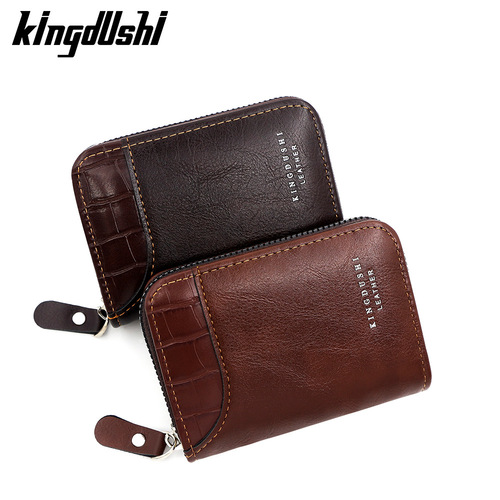 Kingdushi Men's Anti-Magnetic Card Holder Men's Zipper Wallet Coin Purse Leatherette Card Case Business Card Holder