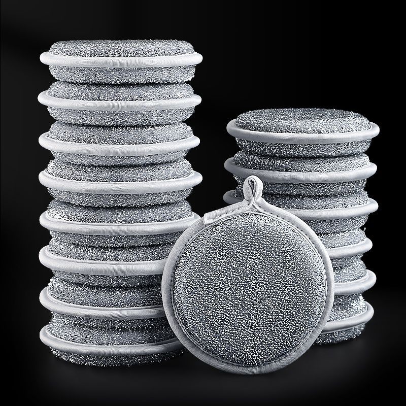 Limpiador de esponja de alambre de acero Lavado de platos de cocina Cepillo de esponja de olla artefacto Limpieza del hogar Limpiador de esponja Limpiador de esponja de alambre plateado sin aceite