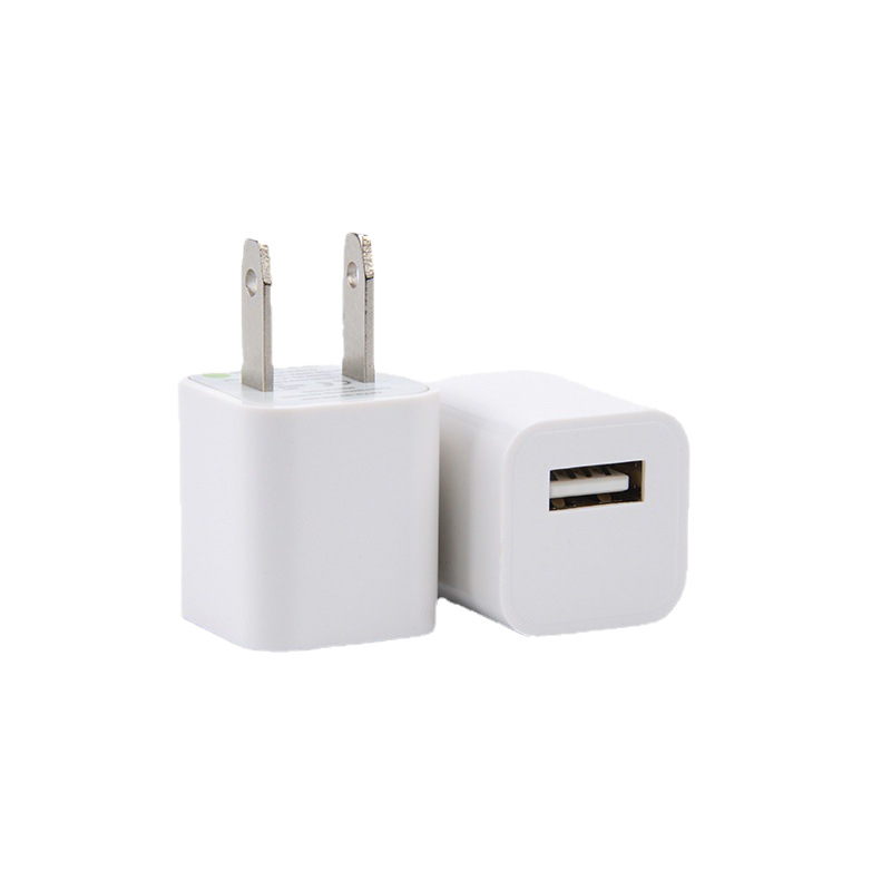 Cargador USB único 5V1A, cabezal de carga para teléfono móvil, enchufe de carga para pequeños aparatos, adaptador de corriente estándar estadounidense de baja potencia