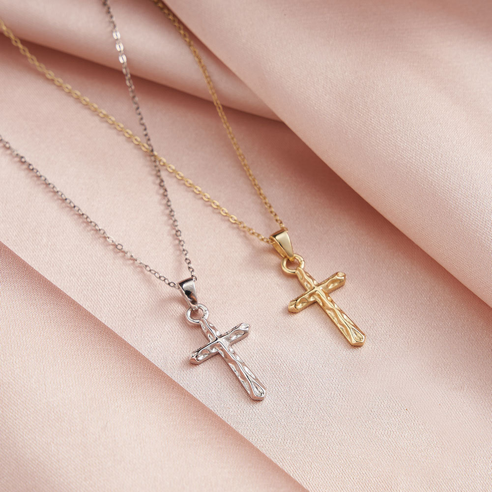 14K Gold Plated Plating Material 925 Sterling Silver Pendant Material Stone-Free Inlay Material Pendant Necklace Classification 925 Sterling Silver Cable Chain Polishing Plating Cross Pendant Necklace