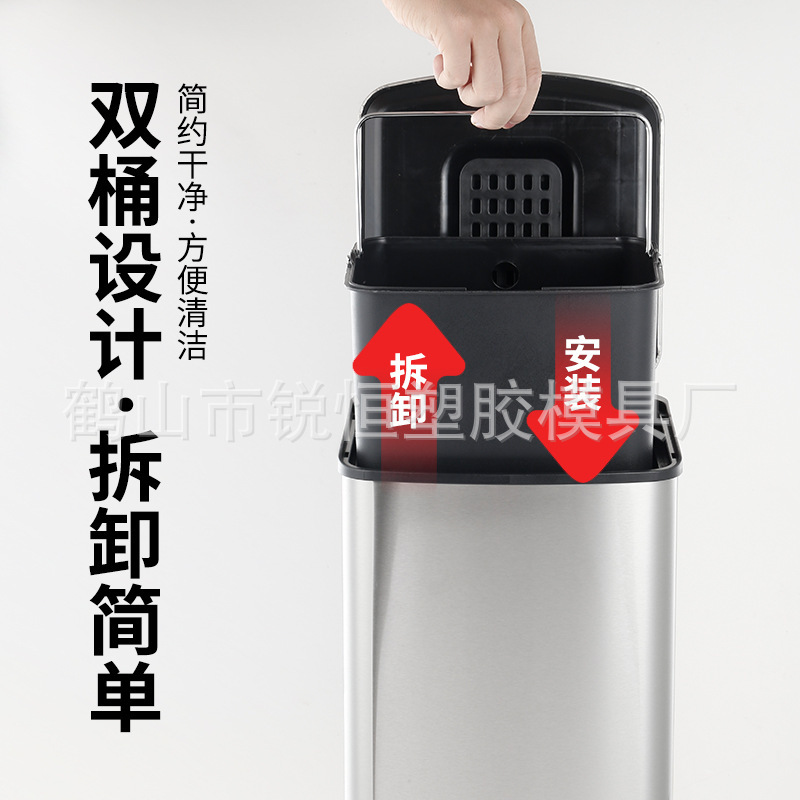 GAOK 家庭用ステンレス鋼ゴミ箱フットペダルオープン蓋オフィスリビングルームバスルーム大型消臭 7728H|undefined