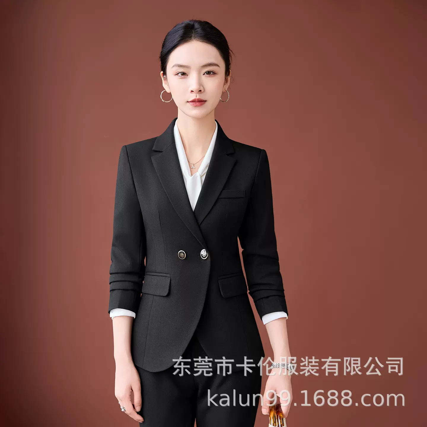 高级感黑色西装套装女新款公考面试职业装酒店经理前台接待工作服