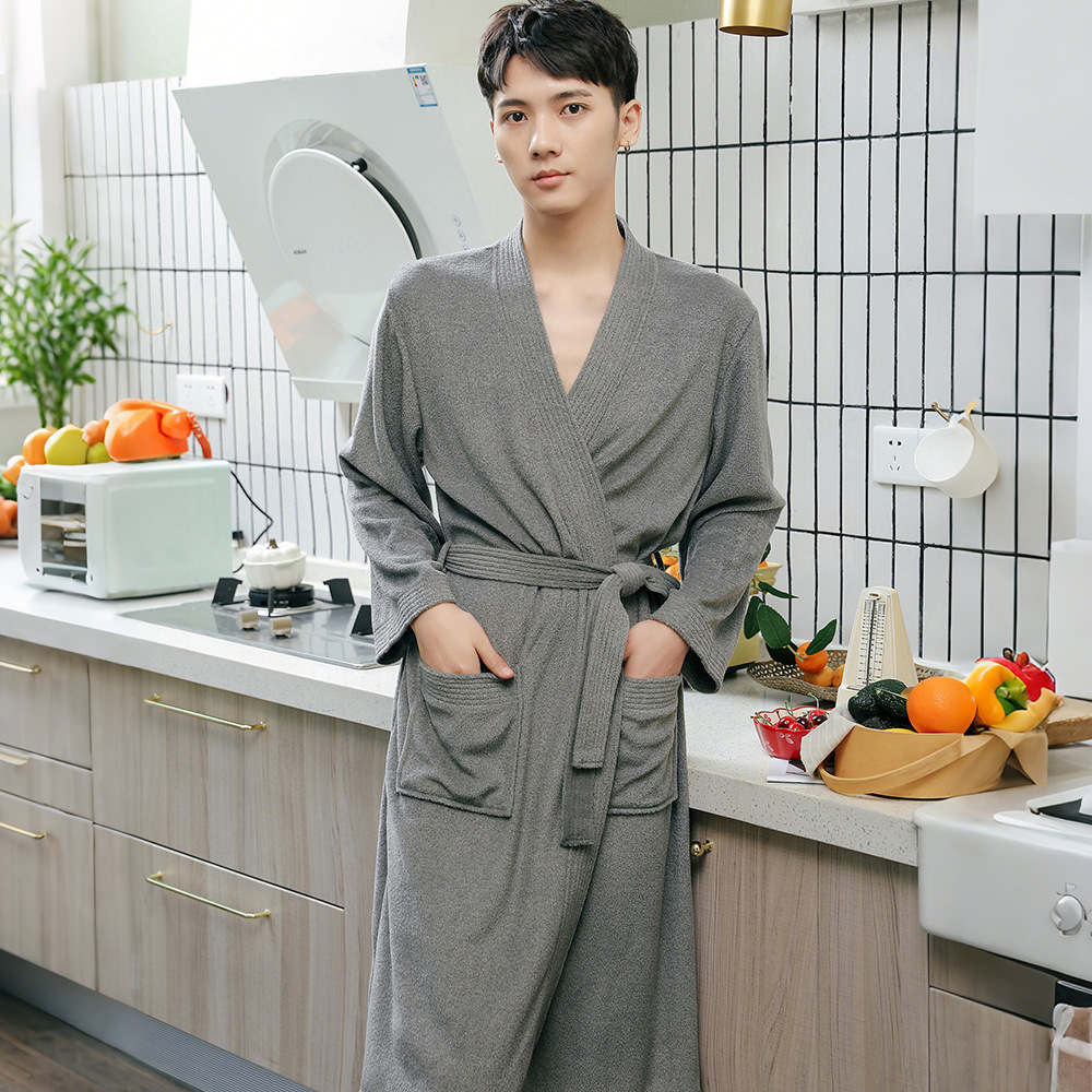 그레이 [남성] 긴팔 타월 소재 목욕가운