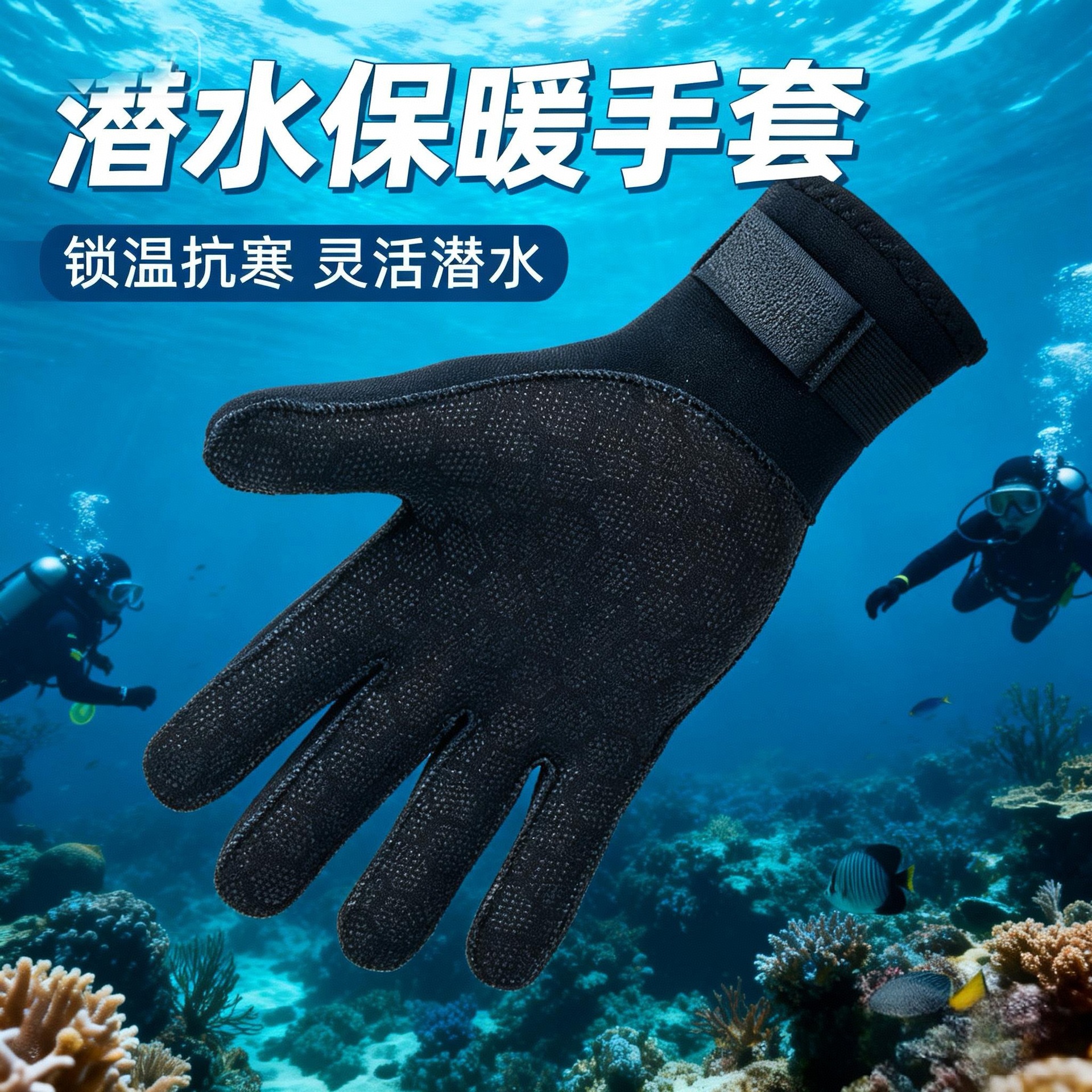 Black non-slip gloves, 3mm