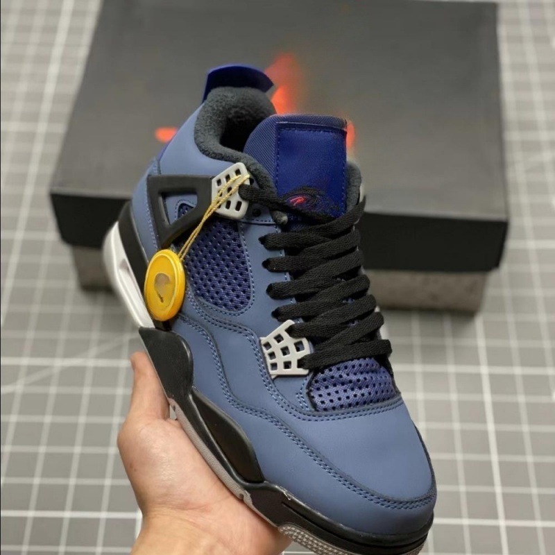莆田工場 aj4 ピュアオリジナルバスケットボールシューズダークグリーンジョー 4 パープルデニム滑り止め耐摩耗性男性と女性のカジュアルランニングシューズ|undefined