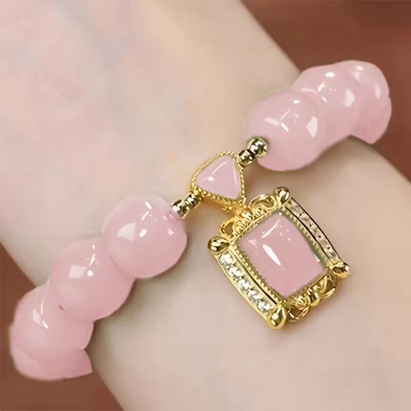 S136-8*6 pink barrel beads and jade bracelet #SZ1481