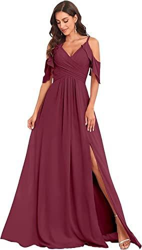 Vestido de dama de honor de gasa sin tirantes adecuado para vestidos de boda con tirantes abiertos Vestido de fiesta de boda con pliegues