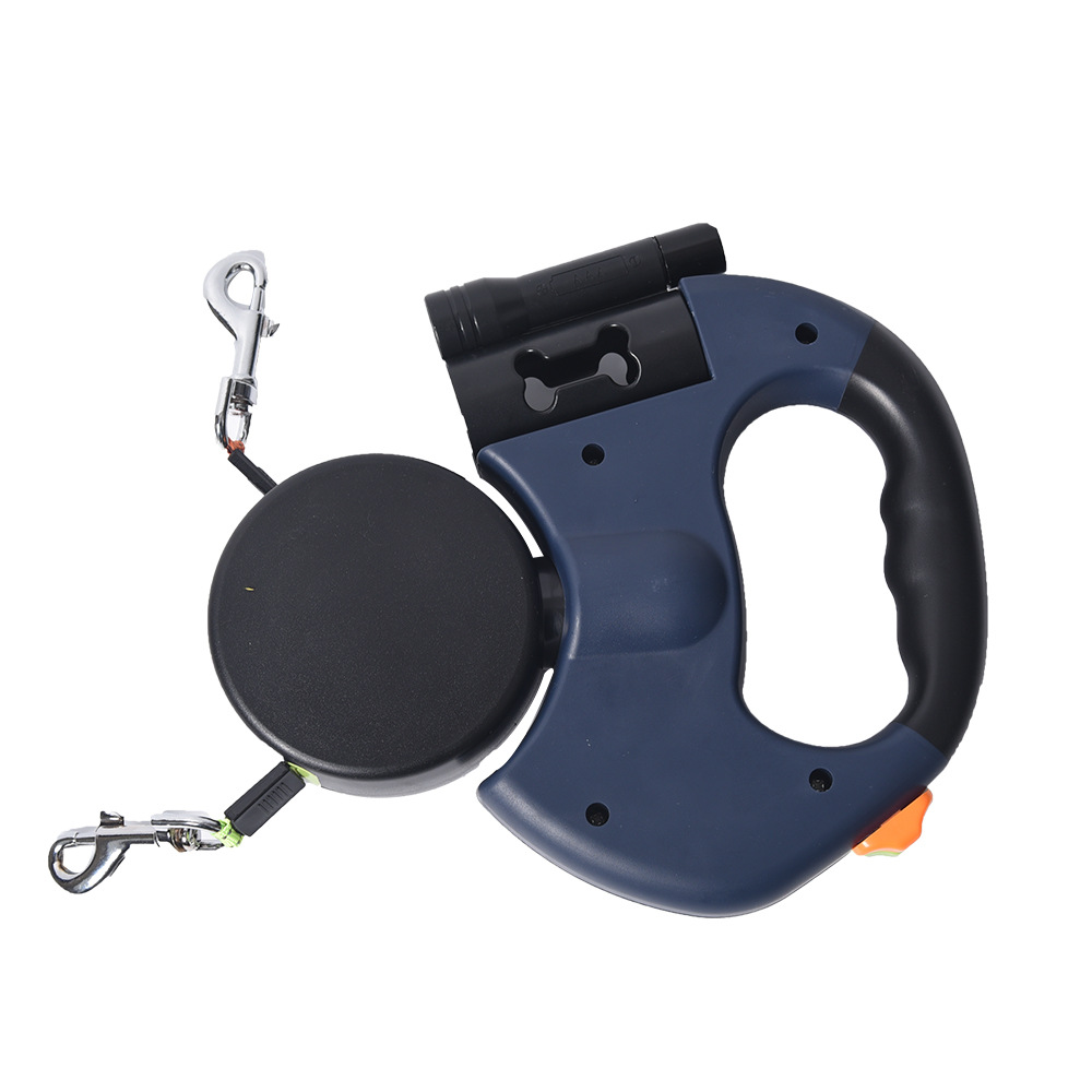 Amazon uno a dos cuerda de tracción telescópica automática mascota cadena de perro de dos cabezas perro pequeño dos en uno cuerda para pasear perro