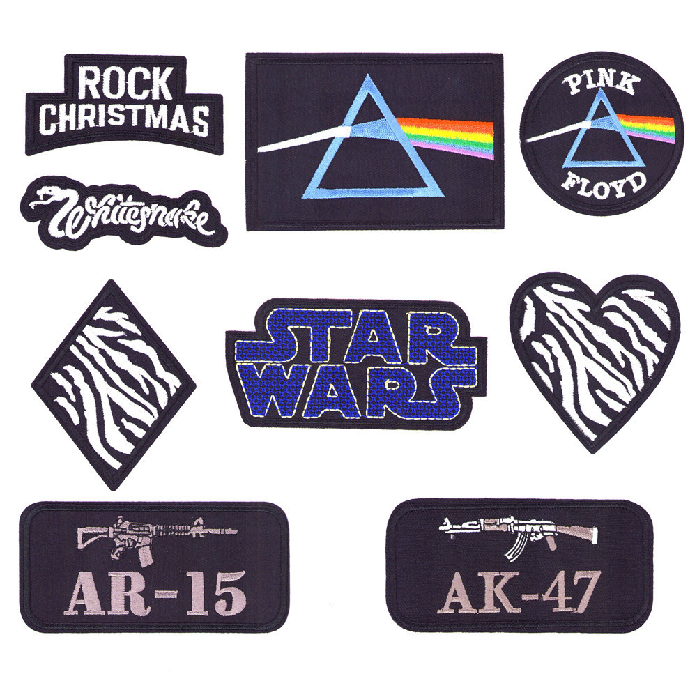 牛仔衣服刺绣字母布贴批发 服装配饰 衣服鞋帽补丁 黑色熨烫徽章