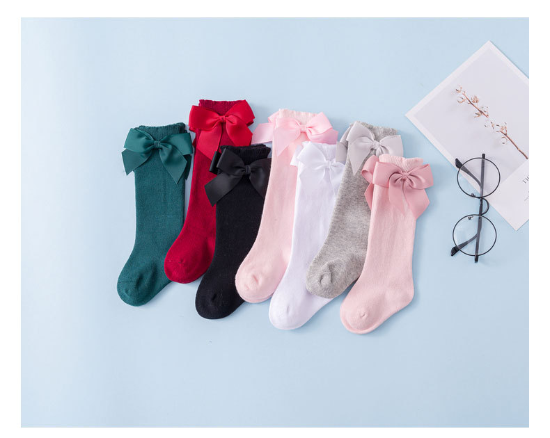 Women's Fashion Solid Color Bow Knot Cotton Bowknot Over The Knee Socks 1 Set display picture 2