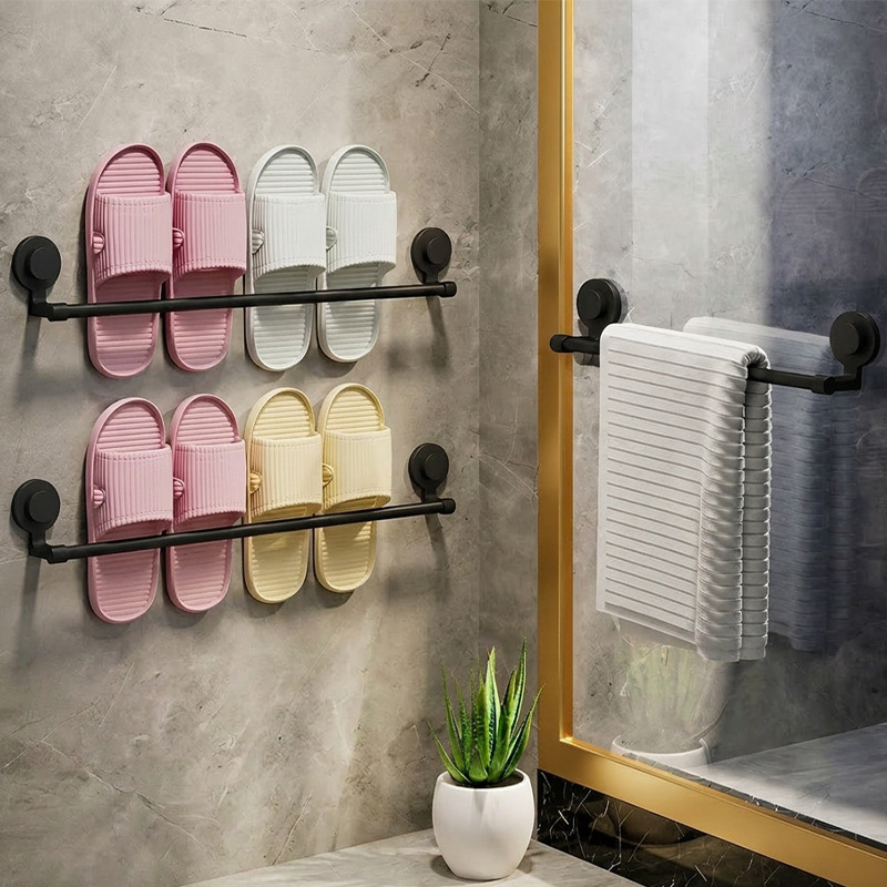 Suction Cup Slipper Rack for Bathroom, No-Drill Wall-Mounted Slipper Holder, Bathroom Drainage Rack, Storage Organizer Suction Cup Slipper Rack for Bathroom, No-Drill Wall-Mounted Slipper Holder, Bathroom Drainage Rack, Storage Organizer
