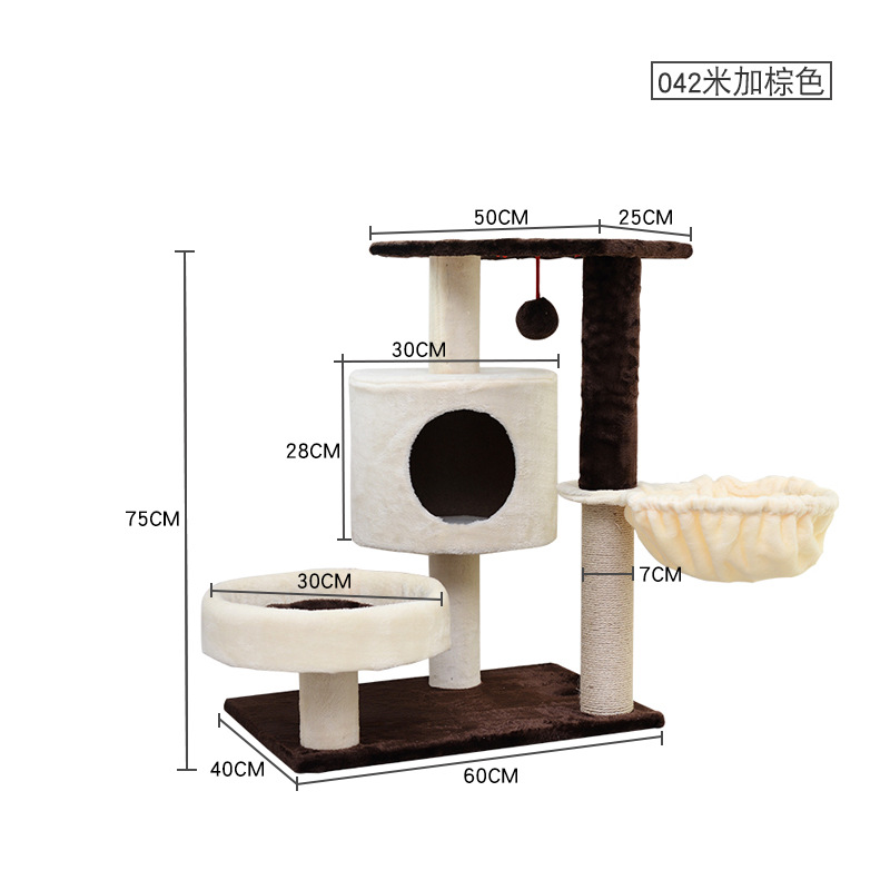 Marco de escalada para gatos de franela pequeña con plataforma, nido para gatos, columna de agarre de sisal, descuento de bajo precio, venta directa de fábrica, marco de escalada para gatos de juguete para gatos