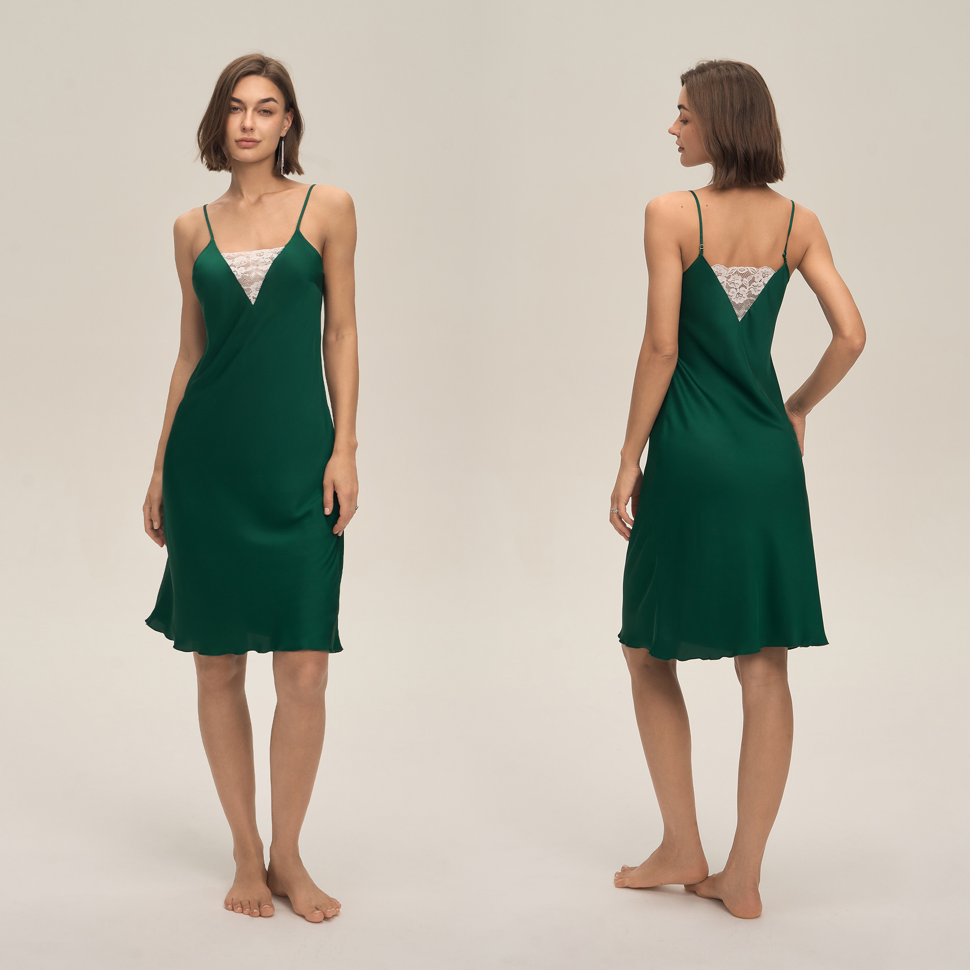 Nuevo pijama de mujer de verano satén chiffon ropa casera de encaje pectoral sexy cinturón vestido corto DQ3916