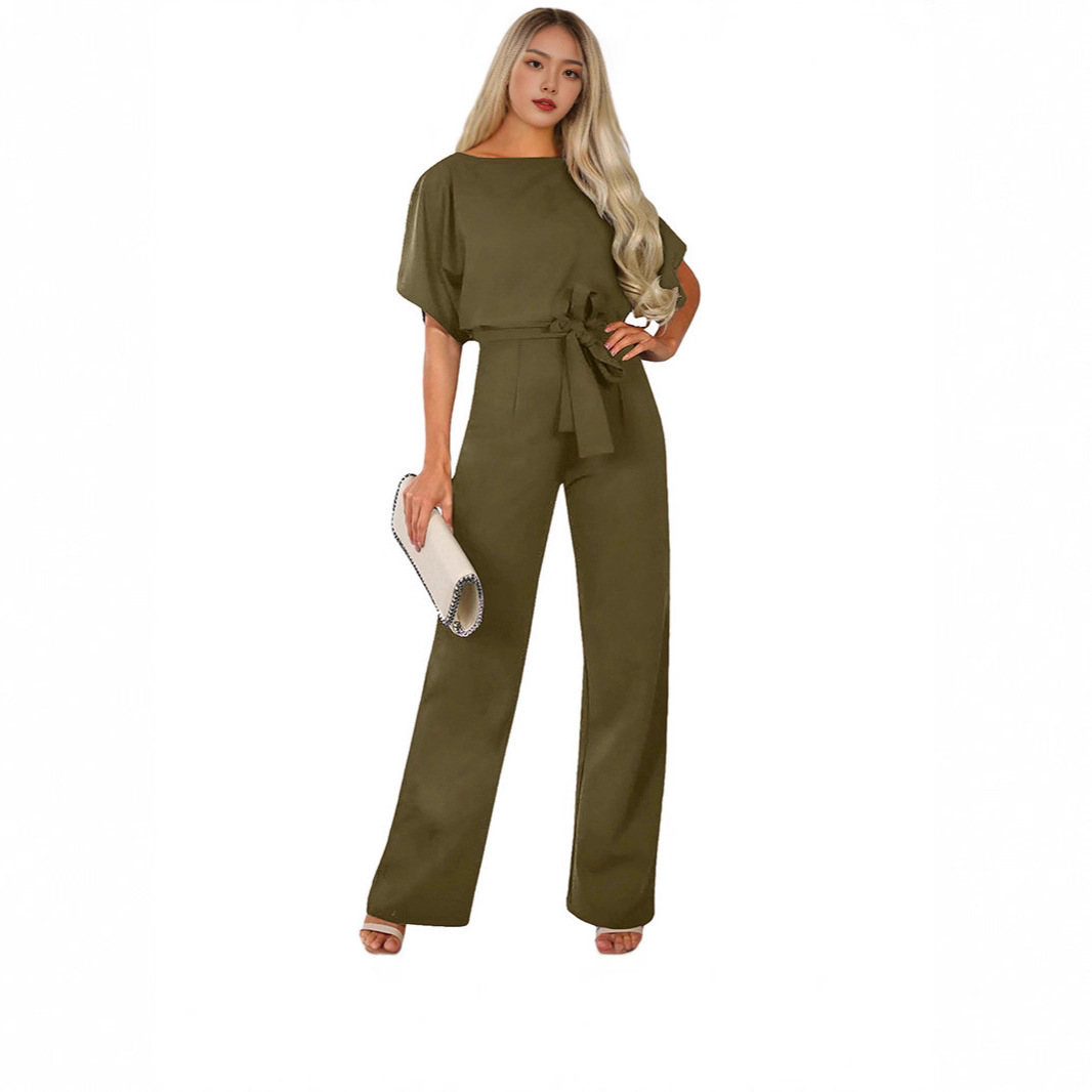 Shiying Europa y los Estados Unidos transfronterizos de color sólido cintura alta atado casual nueve pantalones primavera y verano nuevos monjes de manga corta para mujeres image 8