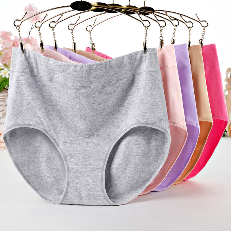 Comfortable simple plus size cotton underwear women's high waist abdomen 200kg mother fat ladies briefs wholesale