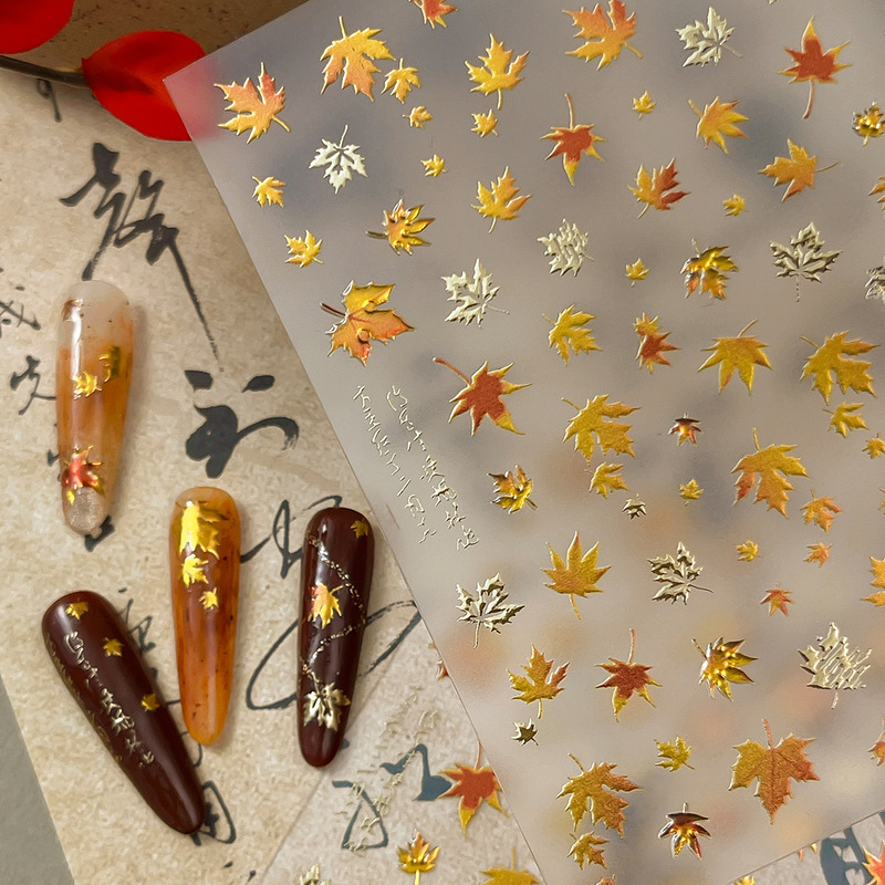 Yitu Ant Pattern Gold Foil Jelly Maple Leaf Nail Art Stickers Accessories Autumn/Winter Style Exquisite Light Luxury Decorative Stickers Yt7031 Yitu Ant Pattern Gold Foil Jelly Maple Leaf Nail Art Stickers Accessories Autumn/Winter Style Exquisite Light Luxury Decorative Stickers Yt7031