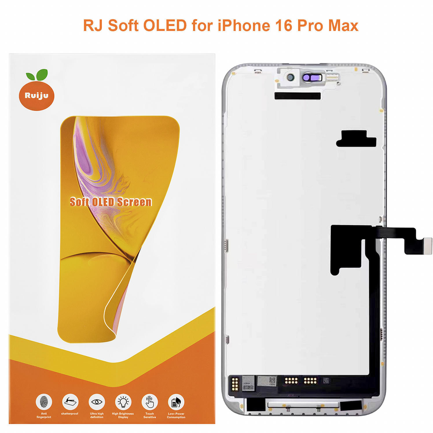 Rj Ruiju Apple 16 16Pro 16Plus 16Pro Max 16E Replacement After-Sales Screen Assembly