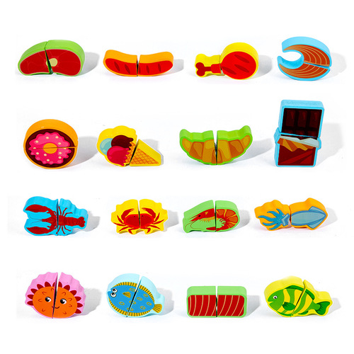 Wooden children's cut and see Velcro fruit and vegetable cut and play house food cognition early education educational toys