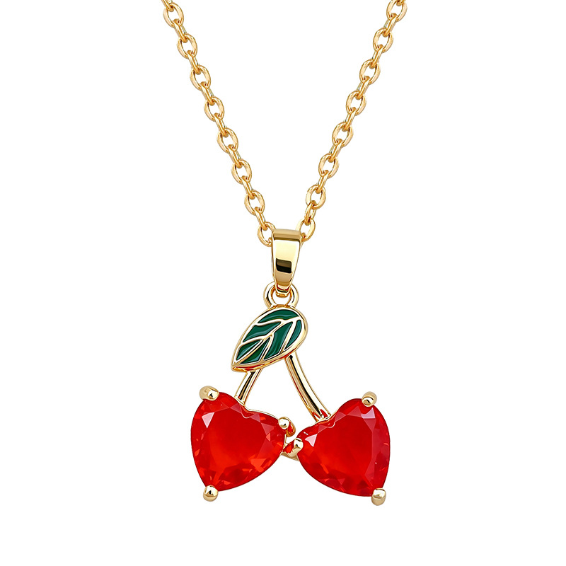 Collier ras-de-cou pour femme, style minimaliste élégant et luxueux, entièrement serti de diamants, en acier titane, couleur cerise rouge._voghion.com