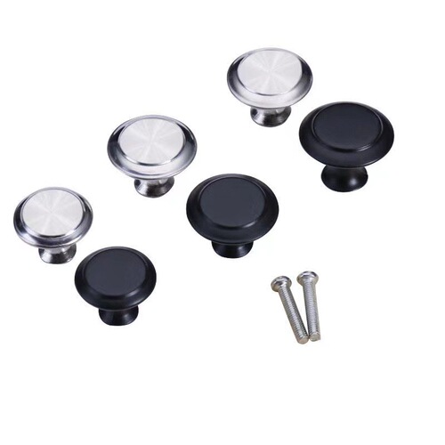 Stainless steel mushroom head handle, exposed and concealed single-hole cabinet door black handle, cabinet drawer round door handle