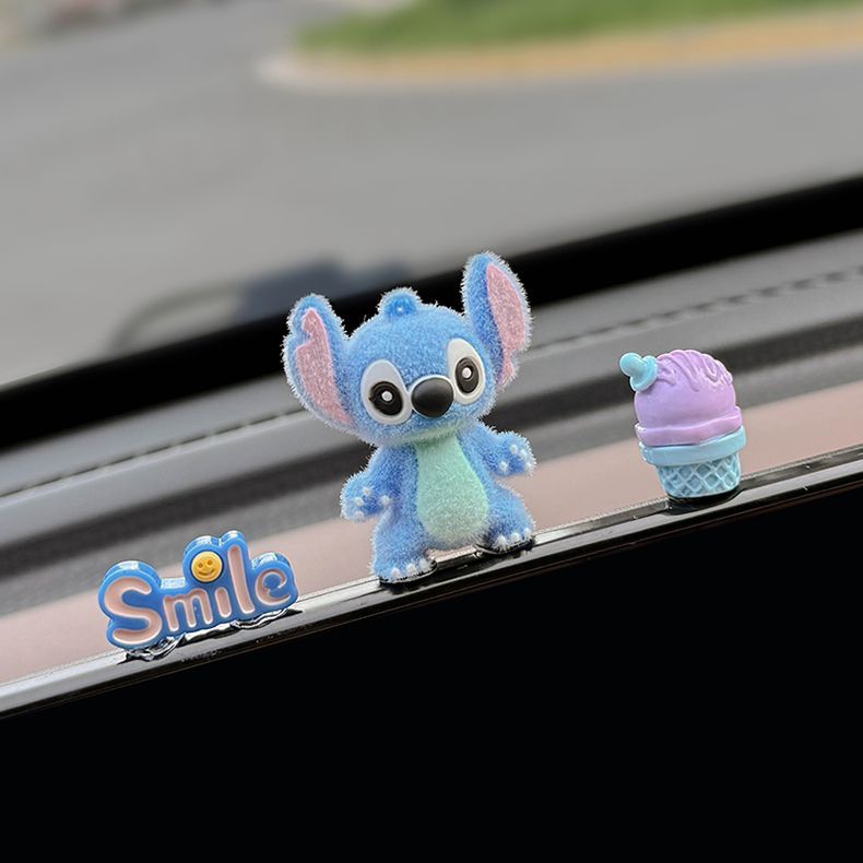 Cute Car Interior Screen Decoration, Car-Mounted Stitch Display Ornament, Doll Toy, New Model 2025