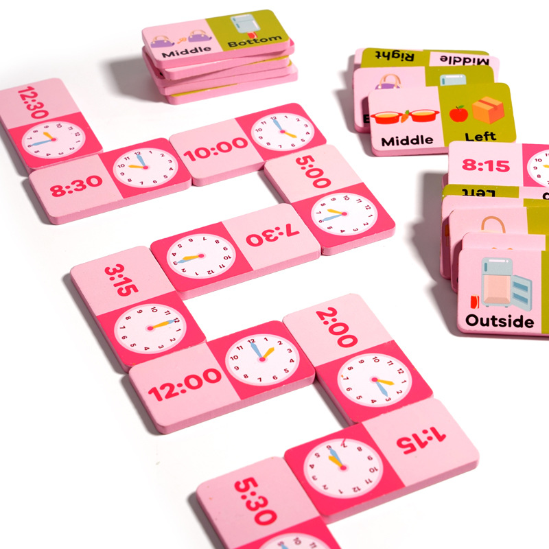 Rompecabezas suma y resta Solitario Cognition Cuatro en uno Domino Madera Nuevo tiempo de cálculo de palabras en inglés para niños