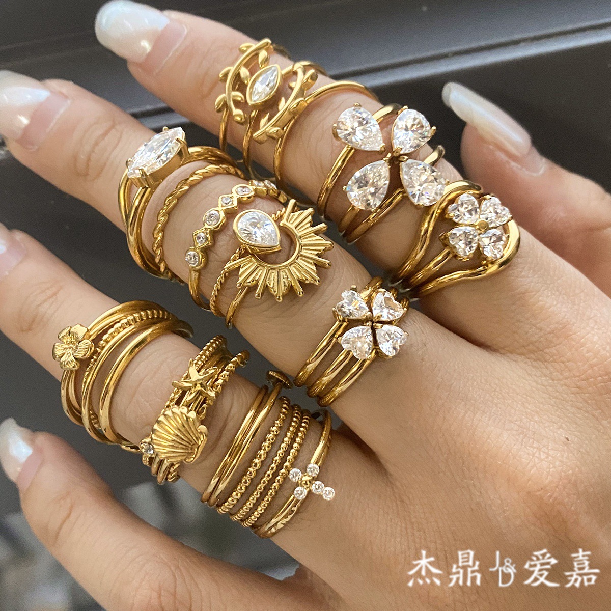 Anillos de acero de titanio JEDING anillos de joyería de acero inoxidable anillos de nicho transfronterizos anillos de geometría