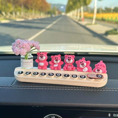 Nömrəli dayanma kartı: Cute Mobile Phone Plate - 5-strawberry-bears-babys-breath-vase-white-aromatherapy-license-plate