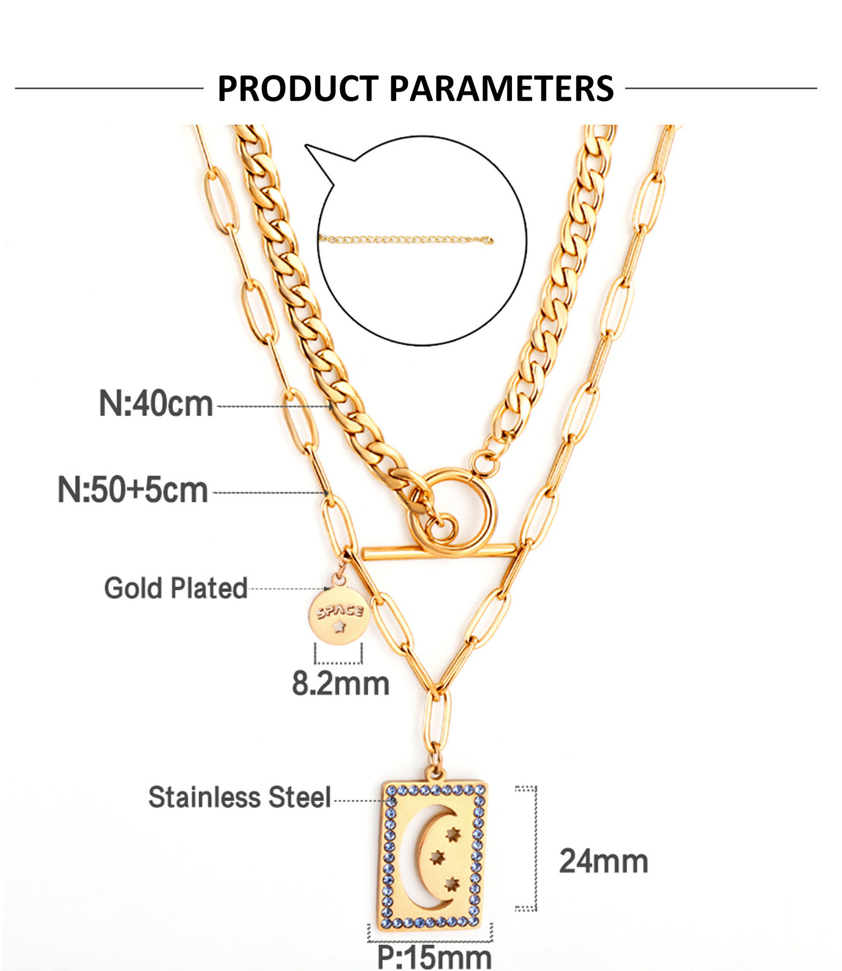 Fashion Universe Astronaut Stainless Steel Artificial Rhinestones Artificial Pearls Layered Necklace