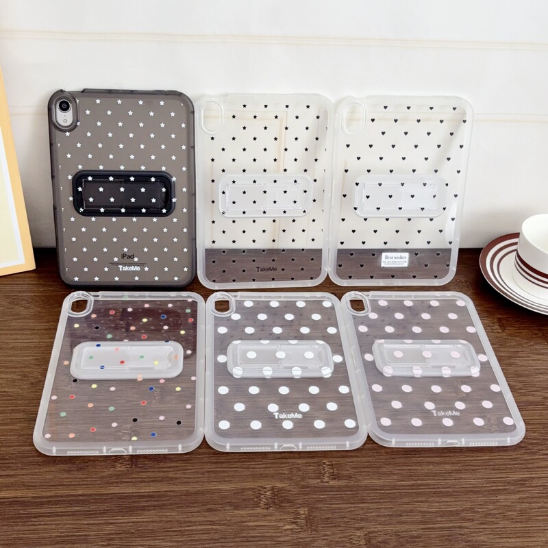 Simple Polka Dot Star Heart Design Suitable for iPad Pro Tablet Protective Case 11inch Coverless Thin Transparent Stand 13