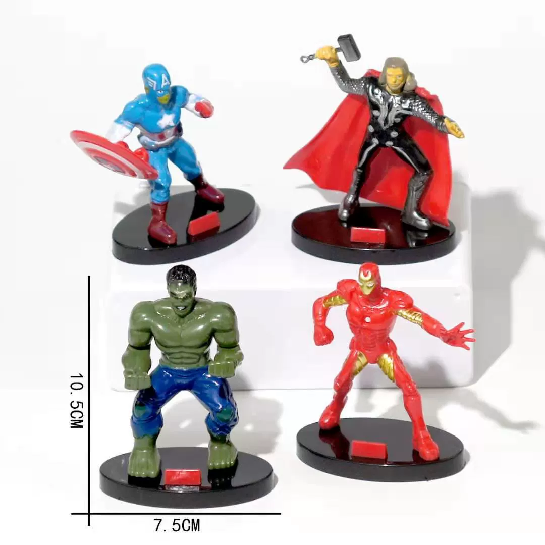 Декоративные съедобные/несъедобные элементы торта Avengers 4 шт., Железный человек гигант, командир США, Тор, вращение торта