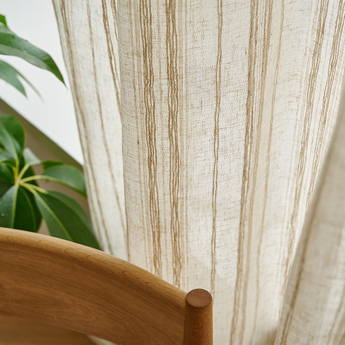Japanese-style transparent but not people-permeable linen sand window screen curtains, retro Japanese-style celebrity striped cotton linen curtain screen for living room and tea room