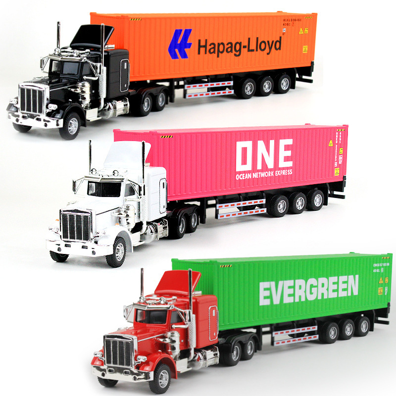 1:32 Peter Container Heavy Truck Tractor Truck Full Alloy Model Ornaments Open Door Boy Toy Car Gift