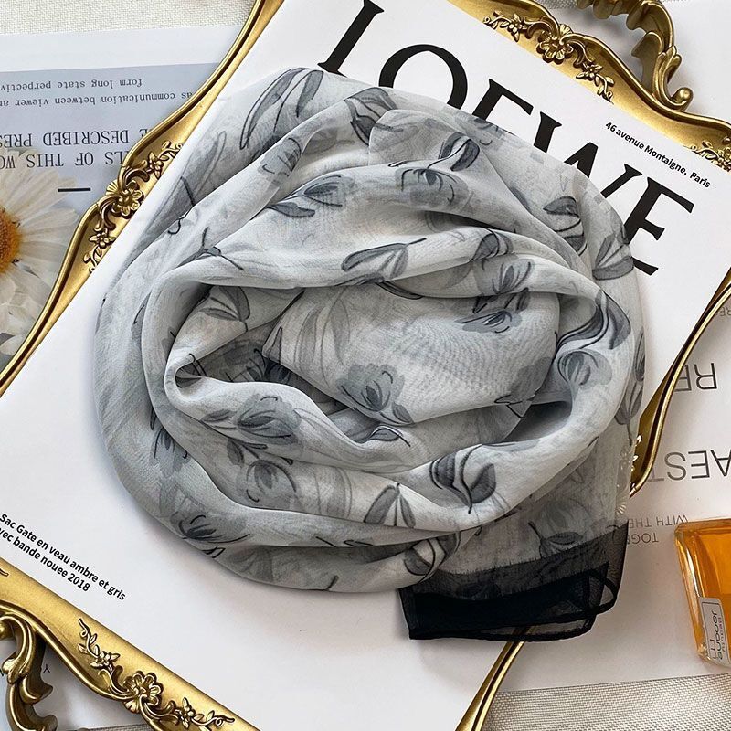 Silk Scarf for Women, Summer Chiffon, Sun Protection, High-End, Stylish, Versatile, Travel Thin Scarf, Mom's Scarf, Corporate Gift Silk Scarf for Women, Summer Chiffon, Sun Protection, High-End, Stylish, Versatile, Travel Thin Scarf, Mom's Scarf, Corporate Gift