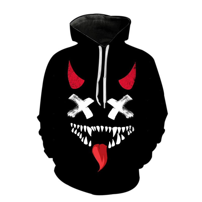 AliExpress Amazon Подростки Весна и Осень 3D Цифровой Печать Мужской Свитер Злой Смайлик Узор Свободный