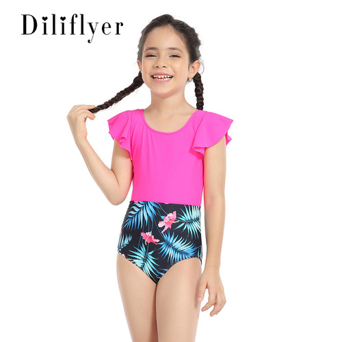  New Style One-Piece Swimsuit for Girls, European and American One-Piece Swimsuit for Girls, Factory Swimwear