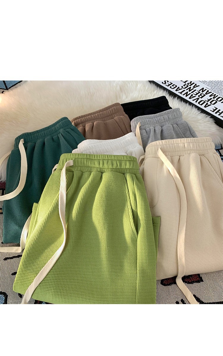 Men's Summer Sports Casual Shorts Loose Plus Size Waffle Five Point Pants New Style_viptrois.com