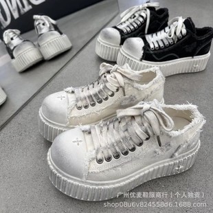 High Version S-MFK2024 Summer Dirty Shoes White Shoes Women's Platform Platform Trendy Brand Leisure Sports Board Shoes