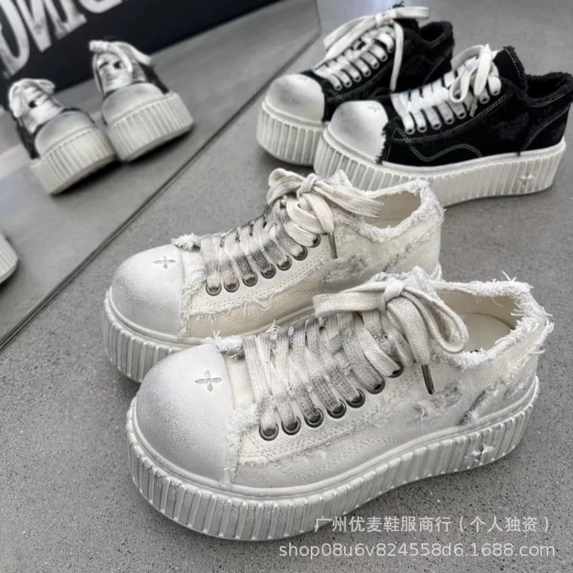 Высокие версии S-MFK2024 летние грязные туфли маленькие белые туфли женские кексы